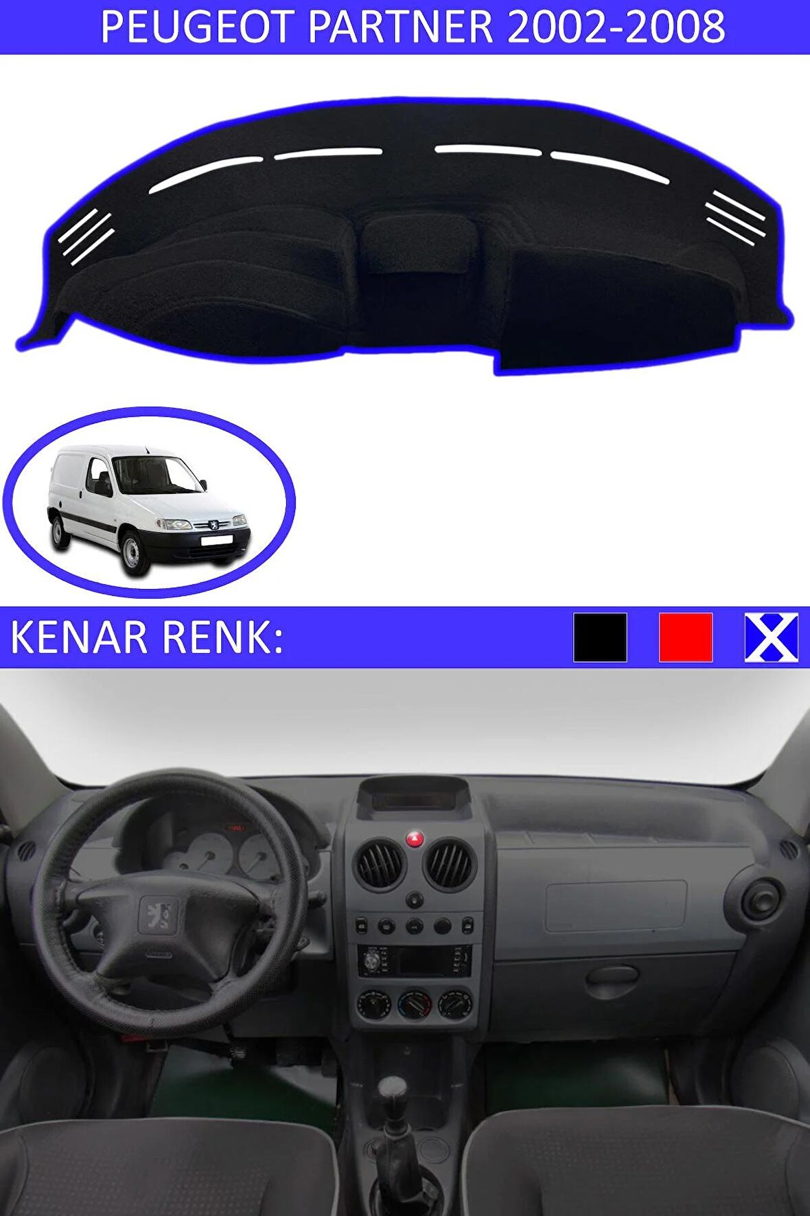 Renault 9 Broadway İçin Uygun Torpido Koruma Halısı Siyah Kenar Renk Kırmızı