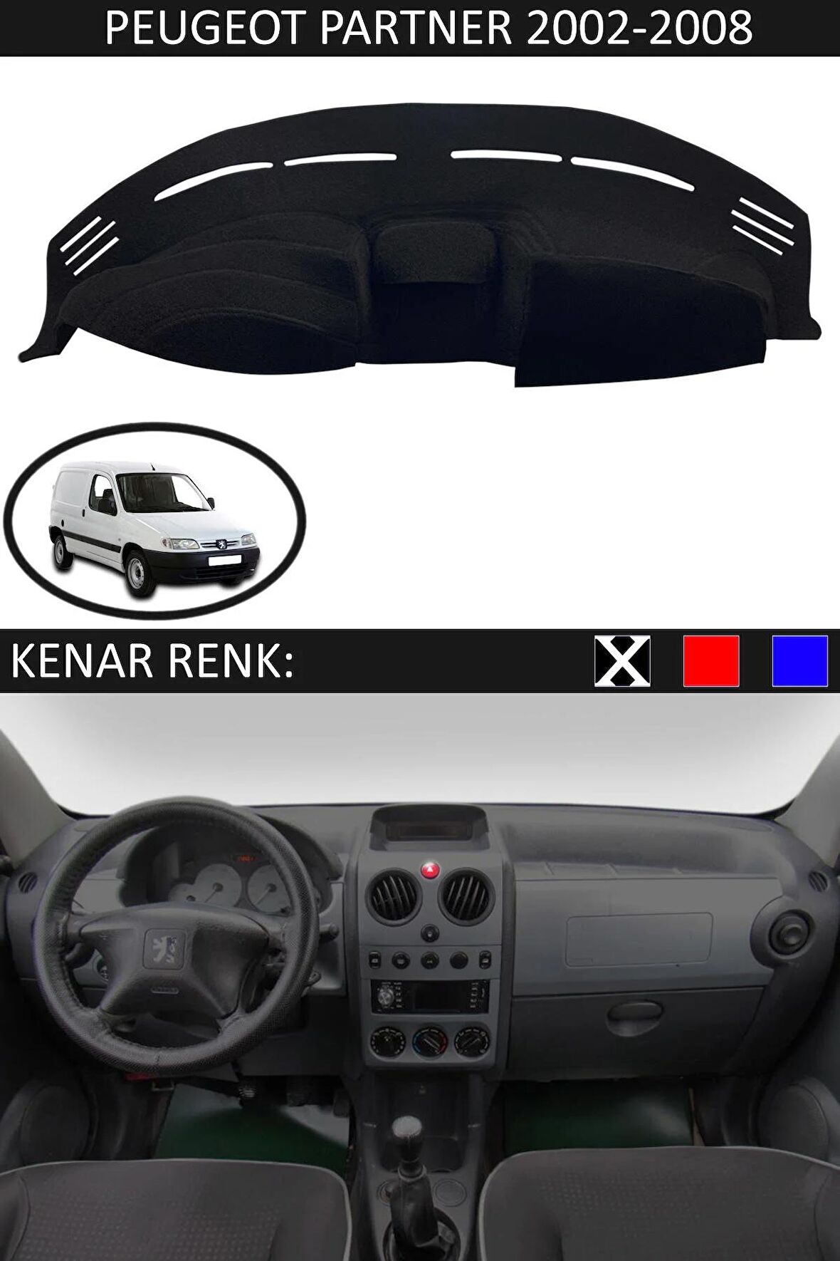 Renault 9 Broadway İçin Uygun Torpido Koruma Halısı Siyah Kenar Renk Siyah