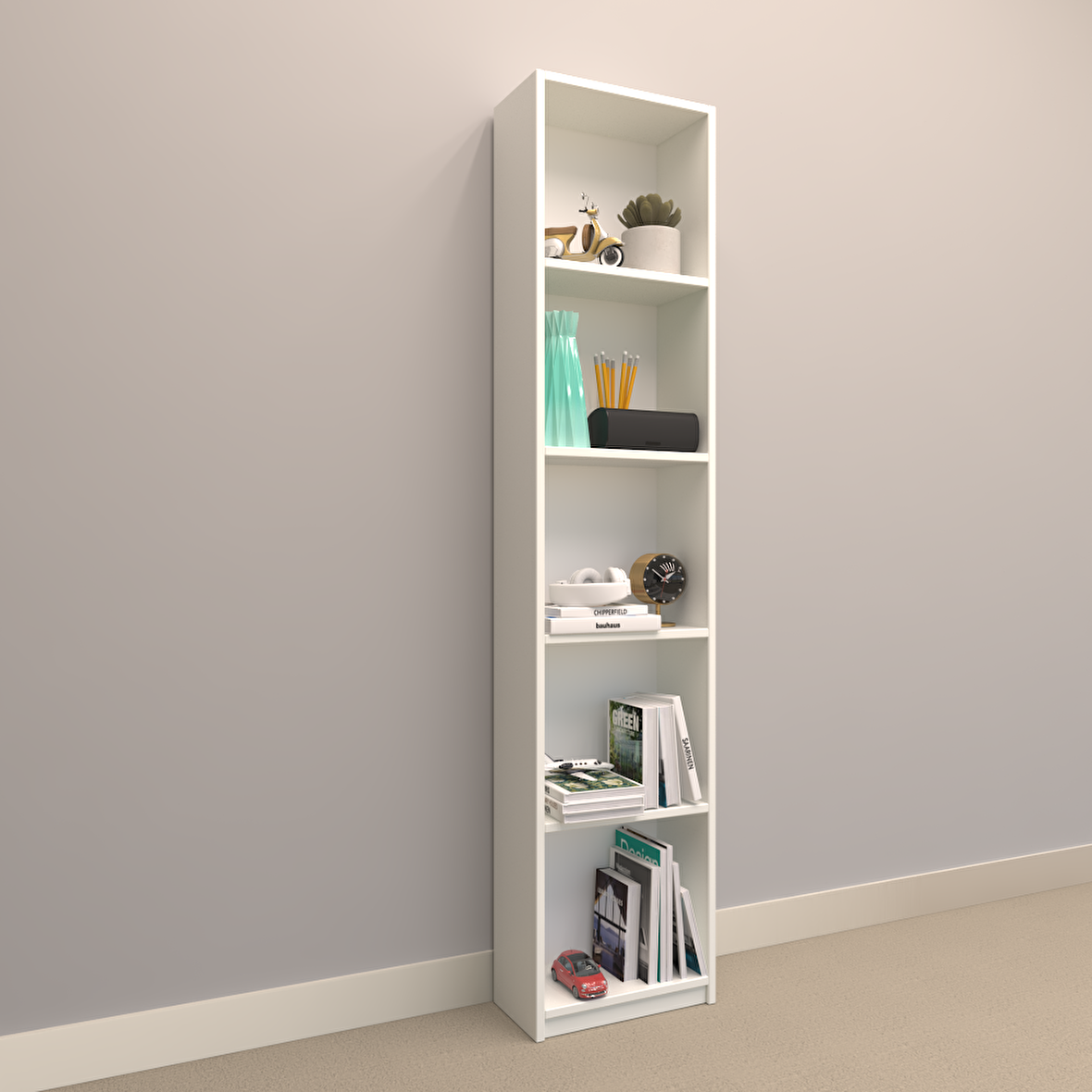 ALİNA SUNTALAM KİTAPLIK  ( 40 x 180 cm ) BEYAZ ( MAT )