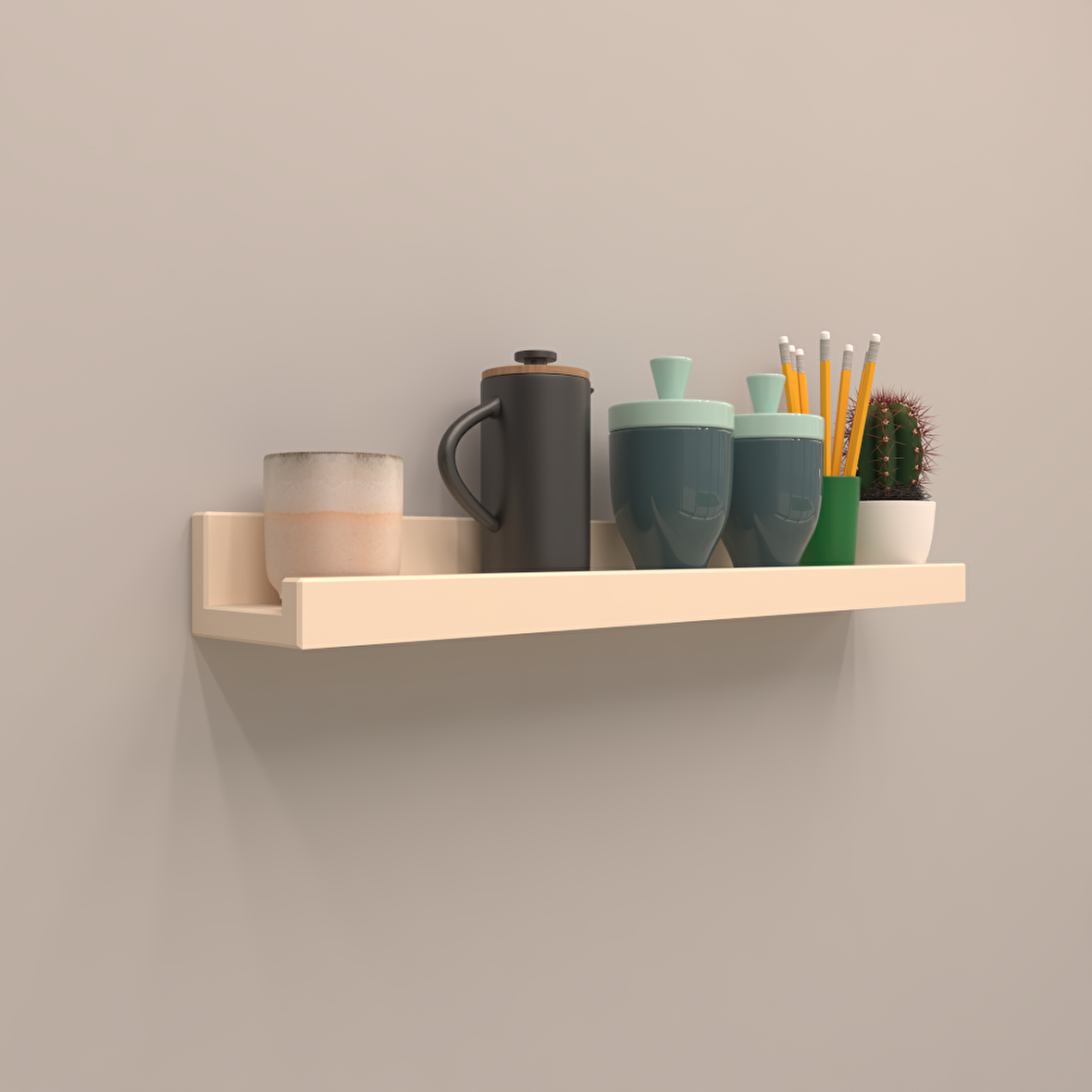 SETLİ DUVAR RAFI 80 cm  KREM ( PARLAK )
