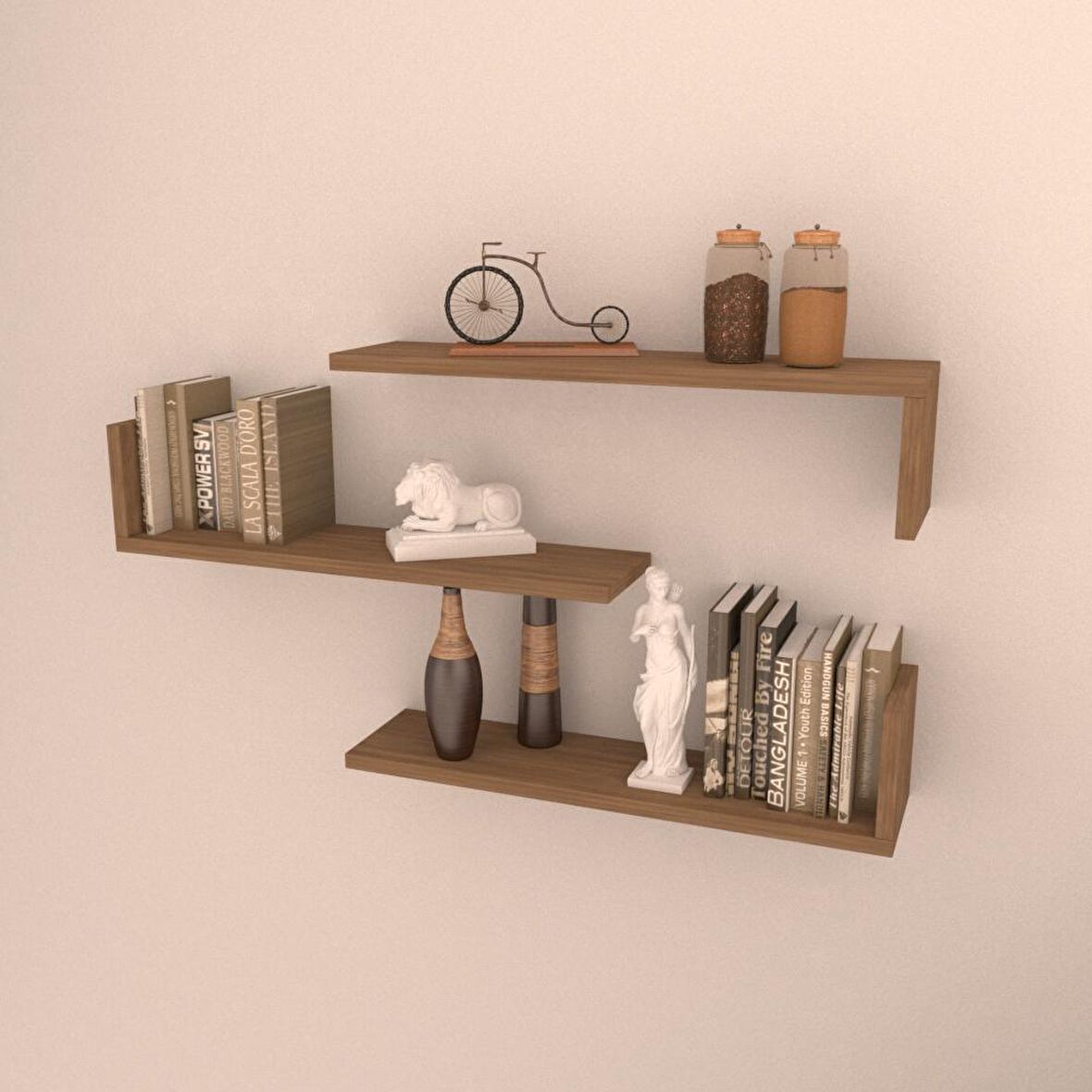 3 LÜ L RAF SET (  60 CM )  KAFKAS MEŞE ( MAT )