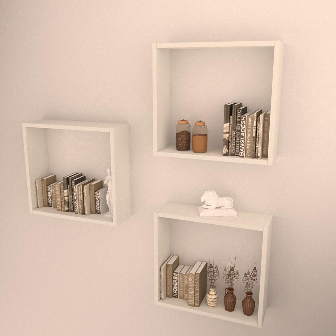 3 LÜ BOX RAF SET BEYAZ ( PARLAK )