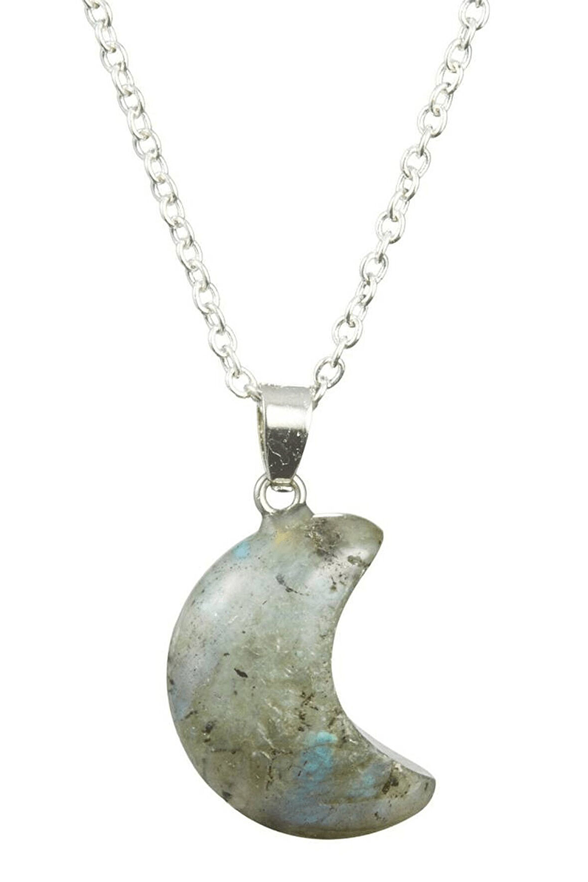 Sertifikalı Labradorit Doğal Taş Ay Model Kolye