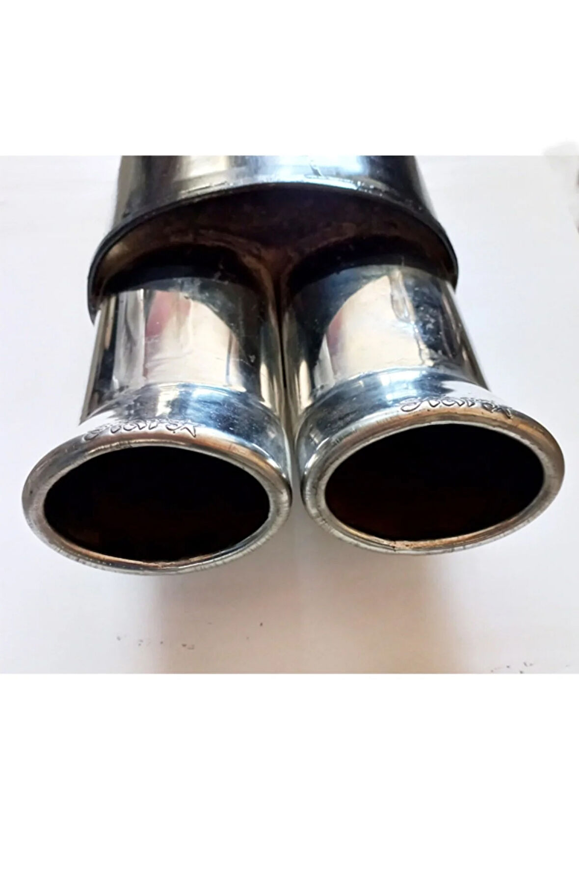 50 mm. Çiftli Yassı Krom sessiz Egzoz eksoz Çıkışı