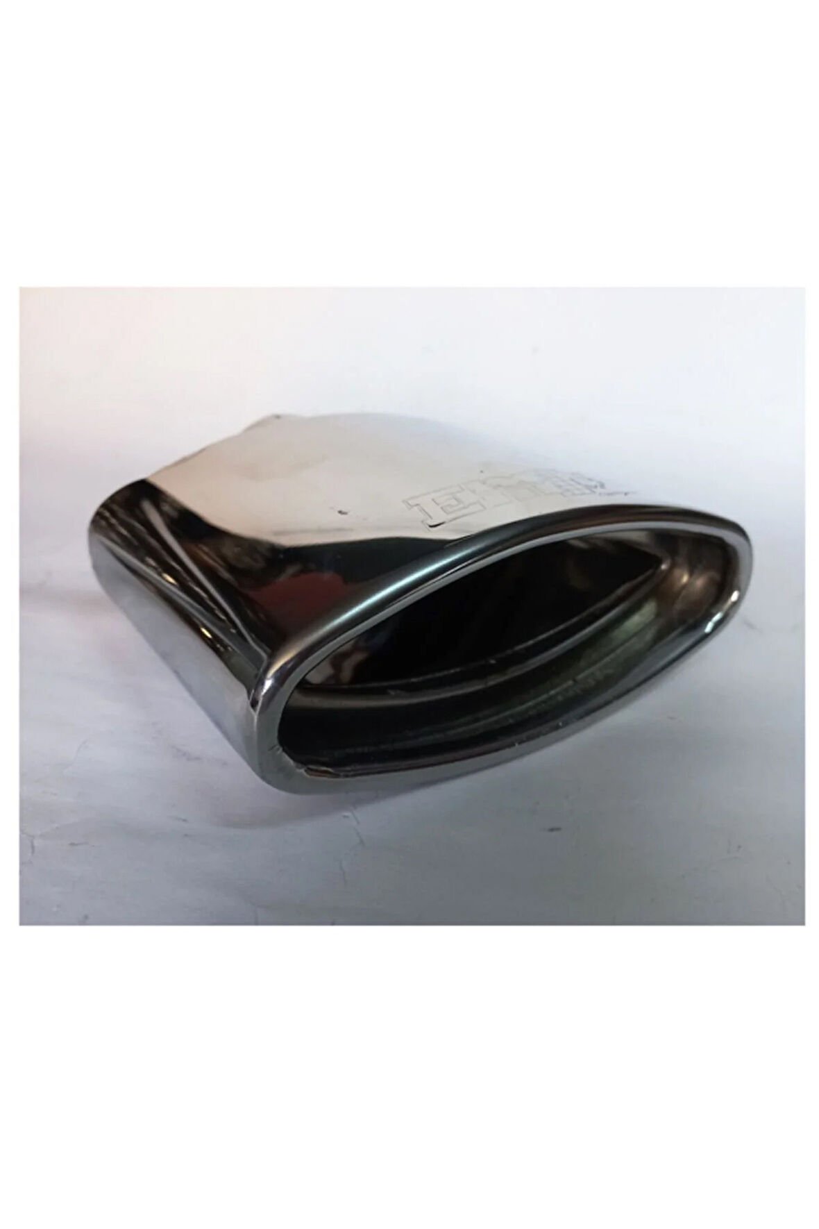 Paslanmaz Krom Tekli Egzoz Eksoz Ucu Başlığı Yassı Oval Balina  Uyumlu