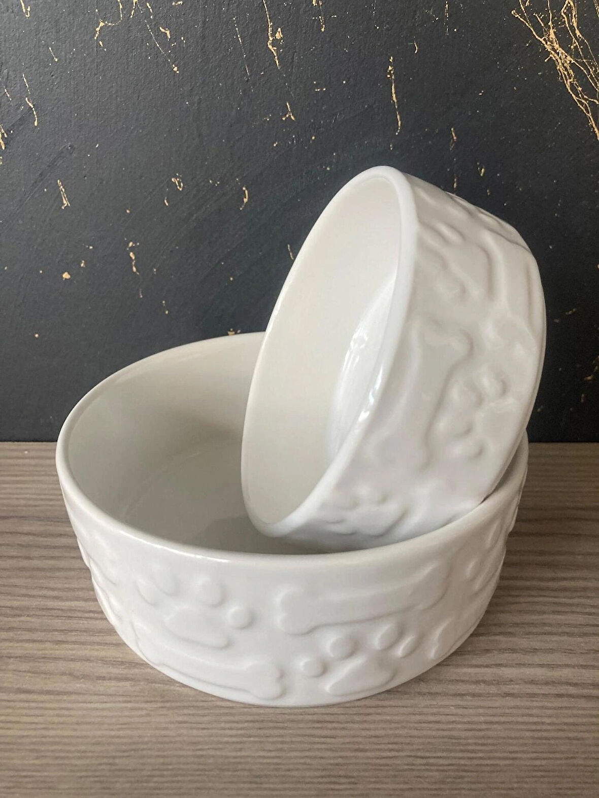 RGSHOMELİFE KEDİ & KÖPEK MAMA KABI SETİ 2'Lİ SET BÜYÜK VE KÜÇÜK PORSELEN