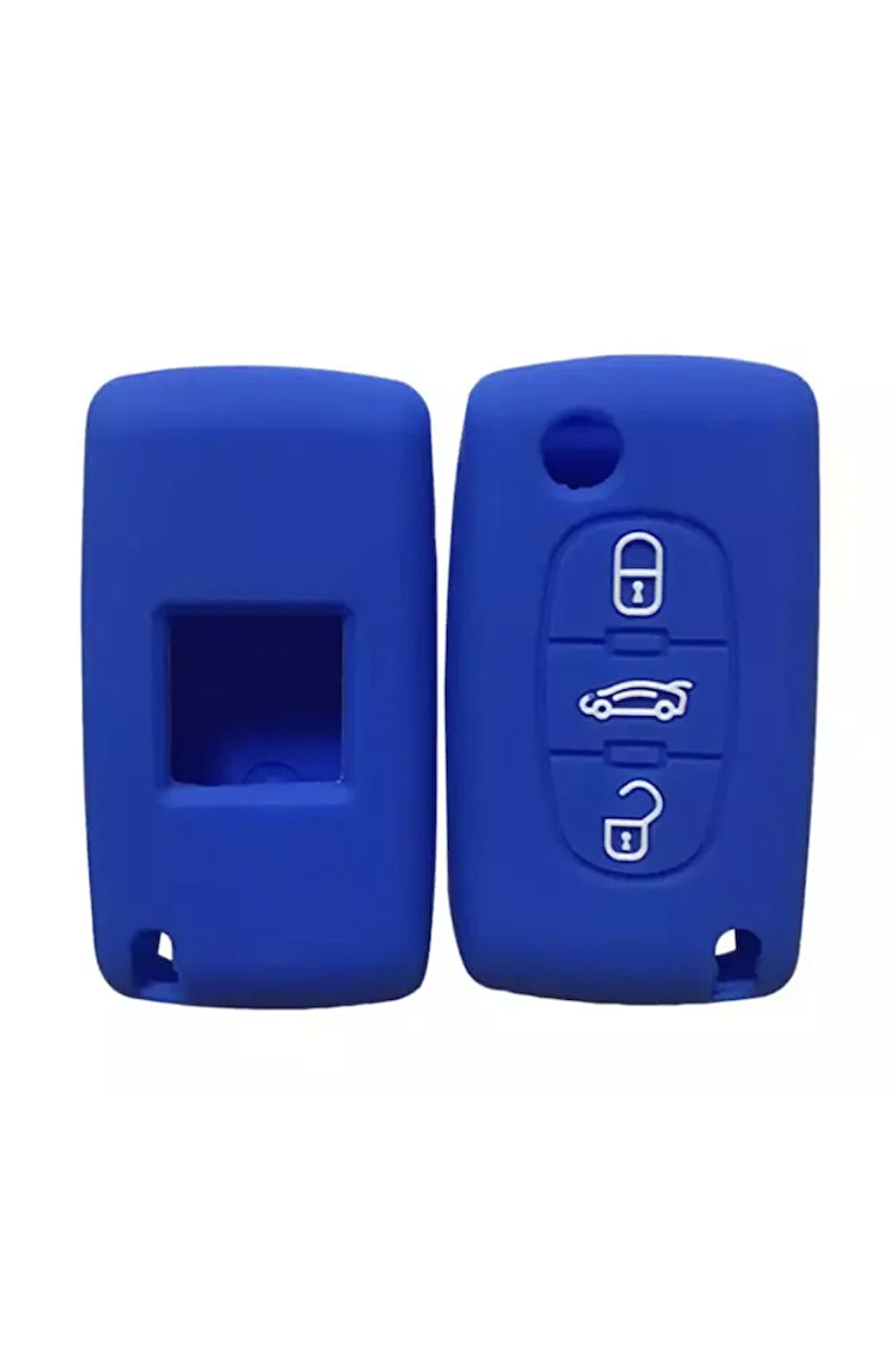 Citroen Berlingo Xsara Picasso C2 C3 C4 C5 C6 C8 Uyumlu 3 Tuş Silikon Anahtar Koruma Kılıf Mavi Renk