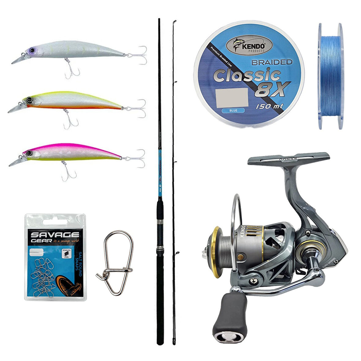 Yek Outdoor Spin Olta Seti Okuma G-Power Spin 240cm 15-40 gr Spin Kamışı&Kendo Suro GR4000 5+1BB Olta Makinesi