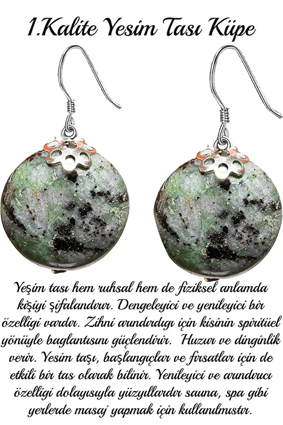 Sertifikalı 1.kalite Yeşim Taşı Doğal Taş Küpe (MEKSİKA)