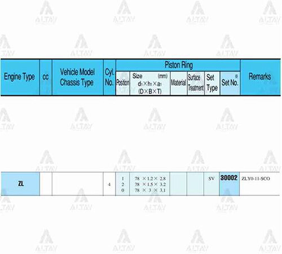 Riken 30002-050 Segman 323 99-03 1.5 78.50mm Zl 0.50 Takım 30002050