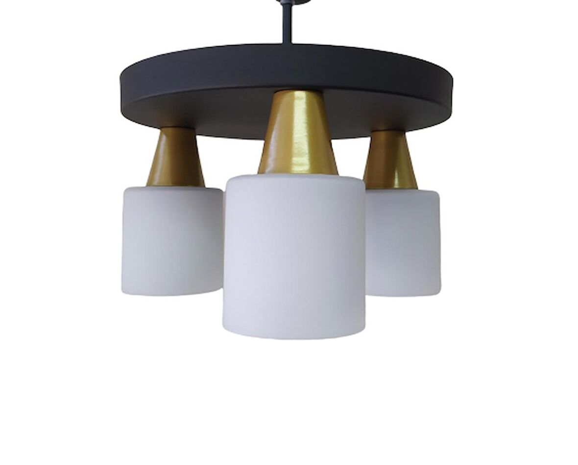 RİOLİGHT MODERN SİYAH ÜÇLÜ OPAL CAMLI SARKIT