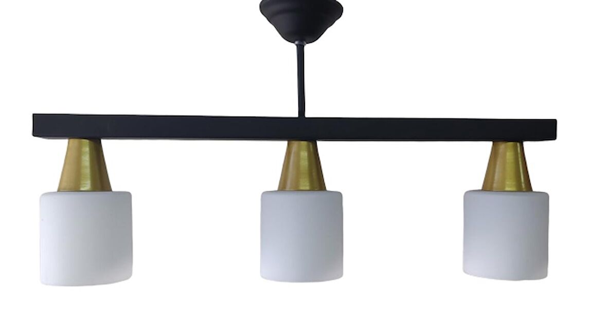 RİOLİGHT MODERN SİYAH SIRALI ÜÇLÜ OPAL CAMLI SARKIT UZUNLUK:60CM