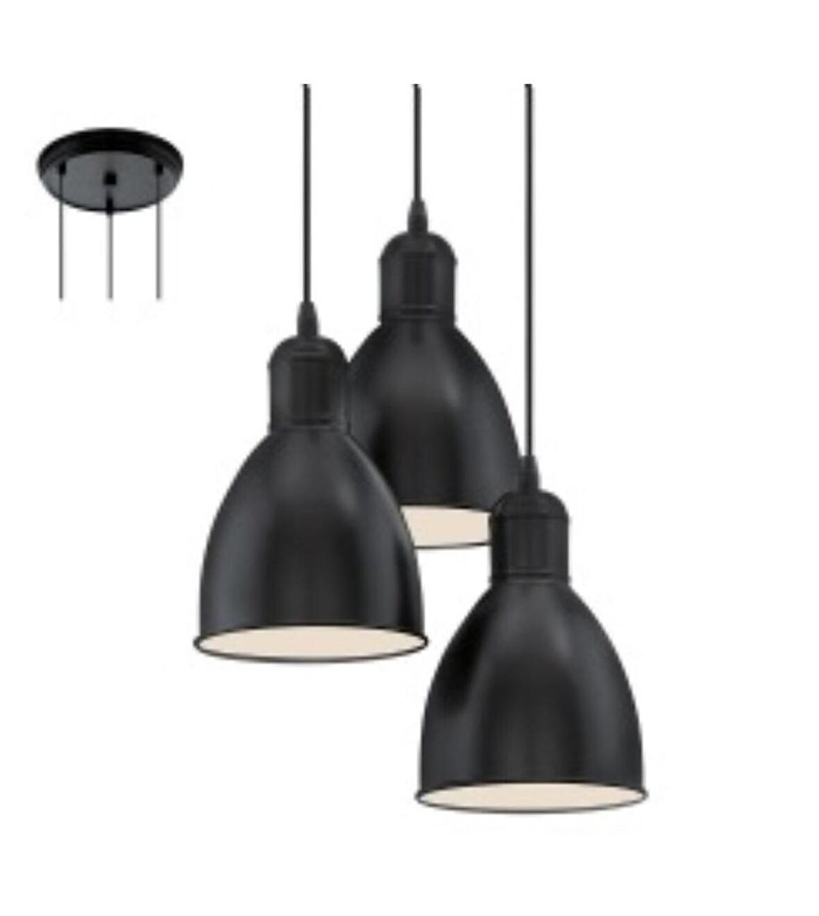 RİOLİGHT SİYAH İÇİ BEYAZ ÜÇLÜ METAL SARKIT AVİZE