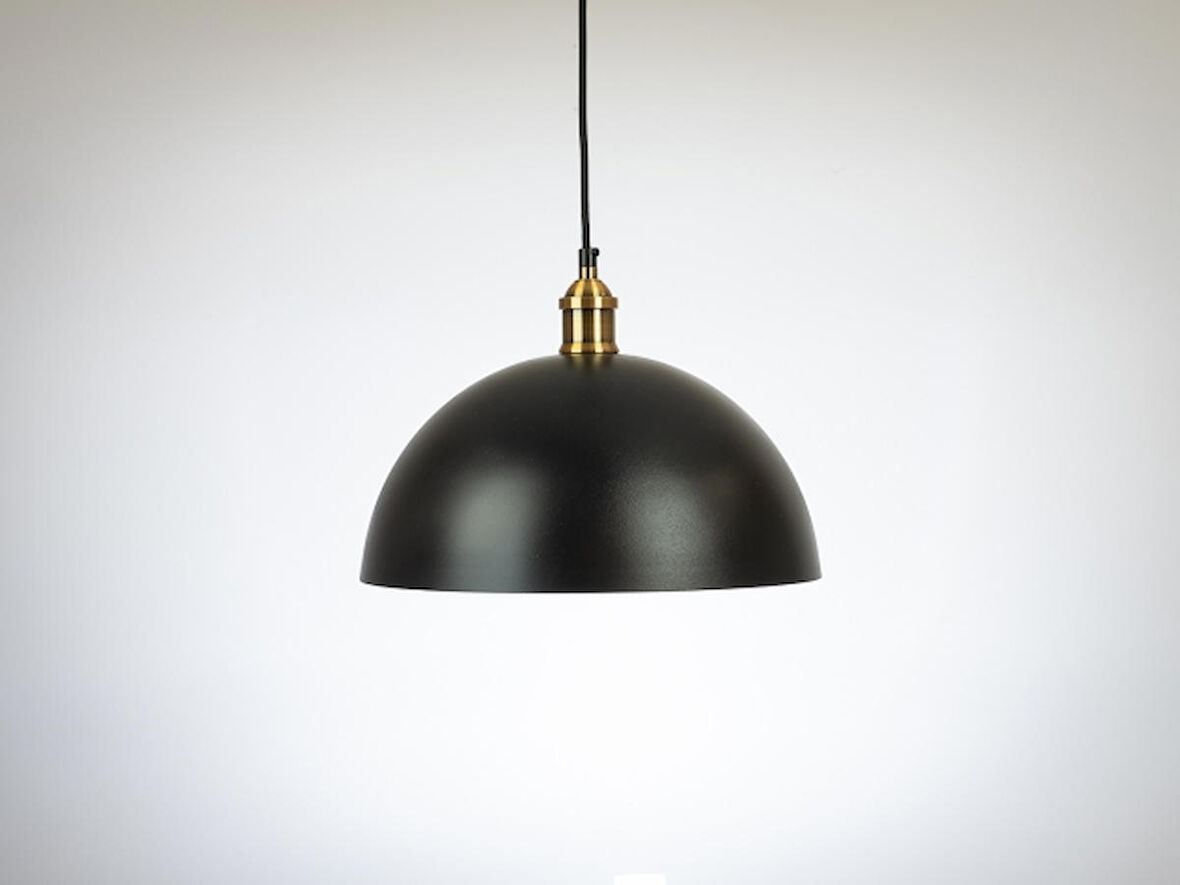 RİOLİGHT RETRO SİYAH İÇİ BEYAZ TEKLİ METAL SARKIT AVİZE ÇAP: 30CM