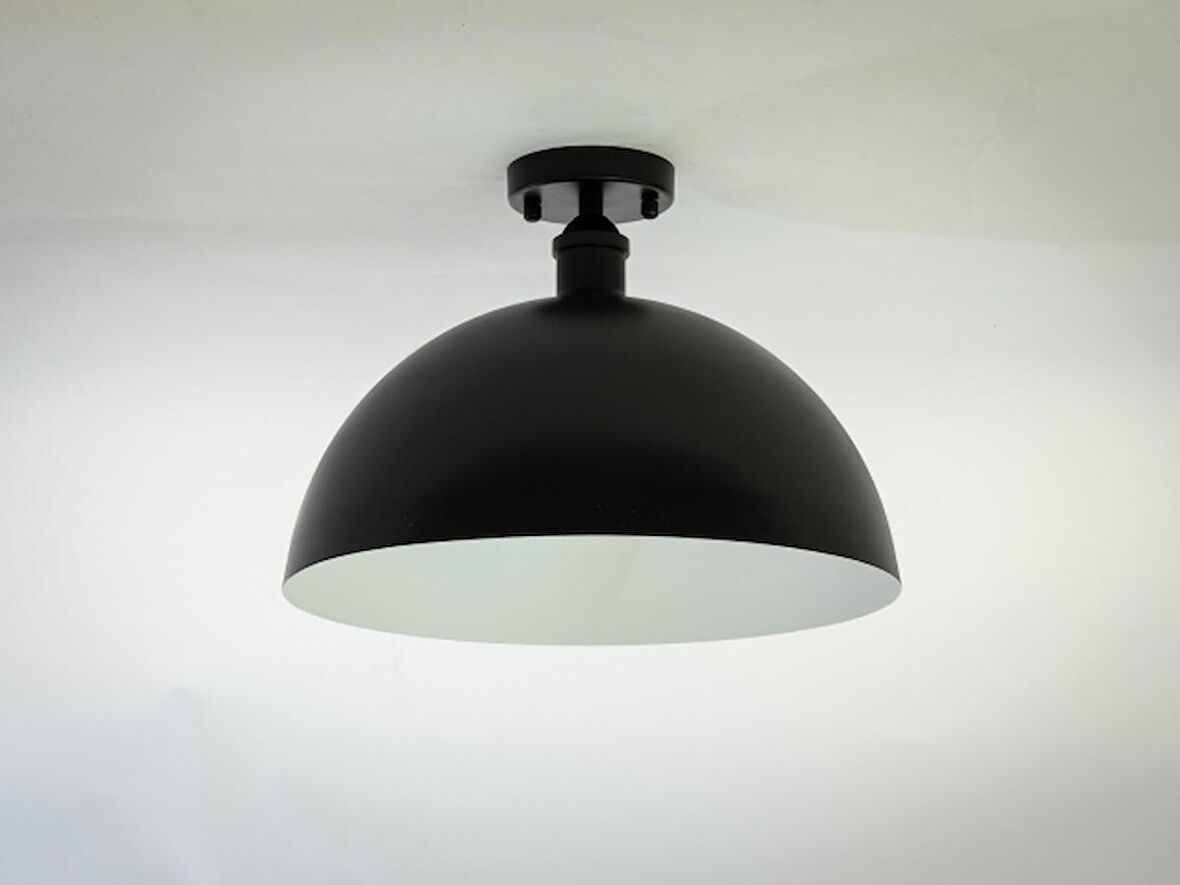 RİOLİGHT RETRO SİYAH İÇİ BEYAZ TEKLİ METAL PLOFONYER AVİZE ÇAP: 40CM