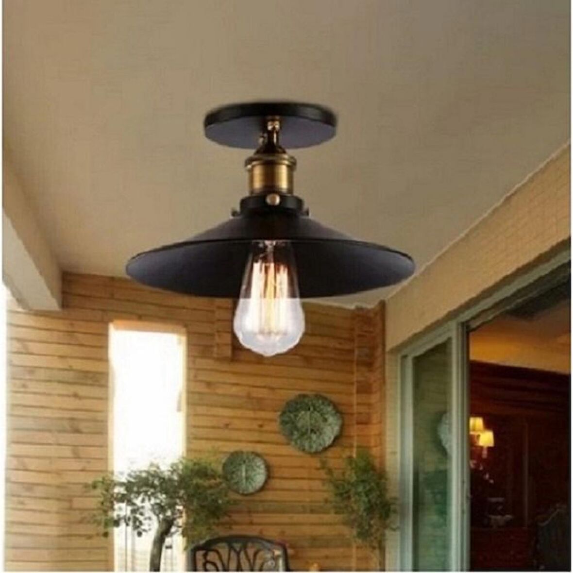 RİOLİGHT RETRO TEKLİ METAL TAVAN AVİZESİ ŞAPKA ÇAPI: 28CM