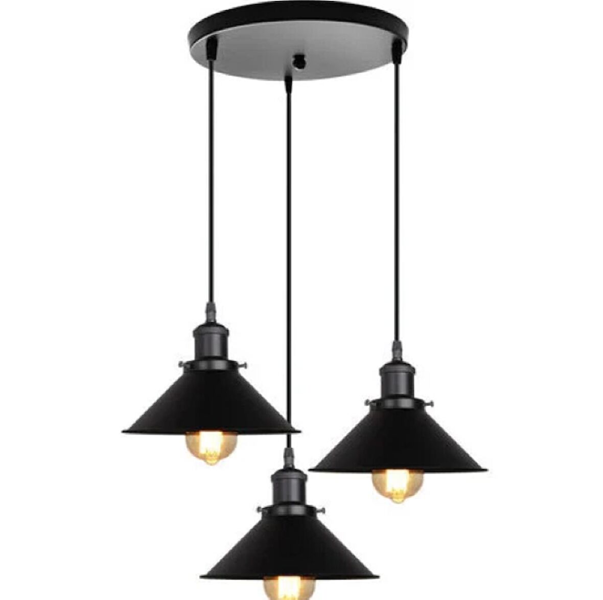RİOLİGHT RETRO ÜÇLÜ METAL SARKIT AVİZE TABAN ÇAPI: 30CM