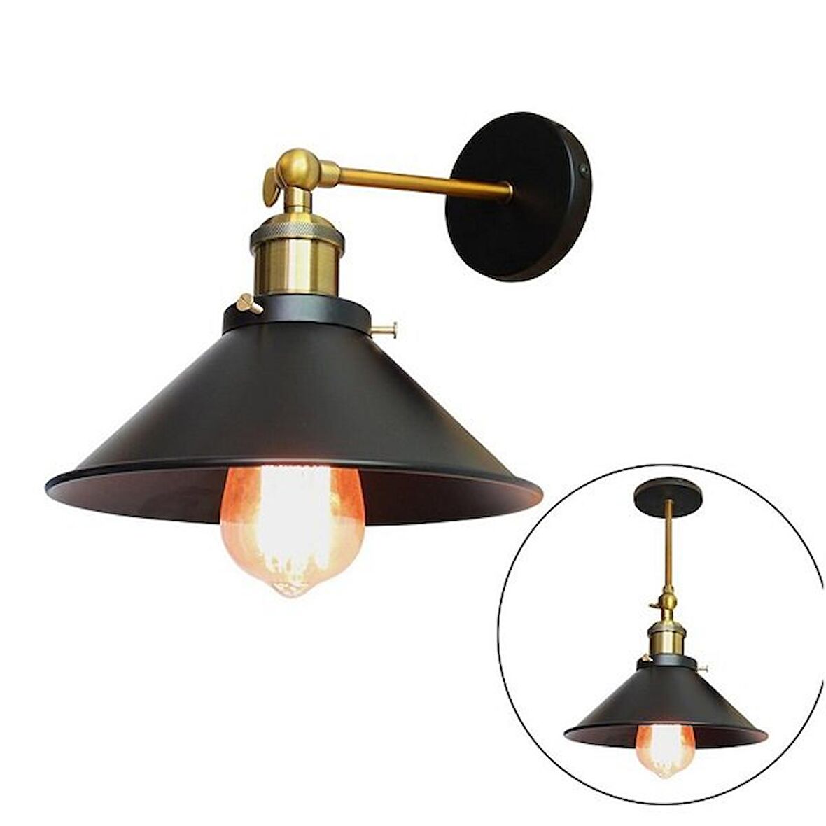 RİOLİGHT RETRO  ESKİTME MAFSALI METAL APLİK ÇAP: 22CM