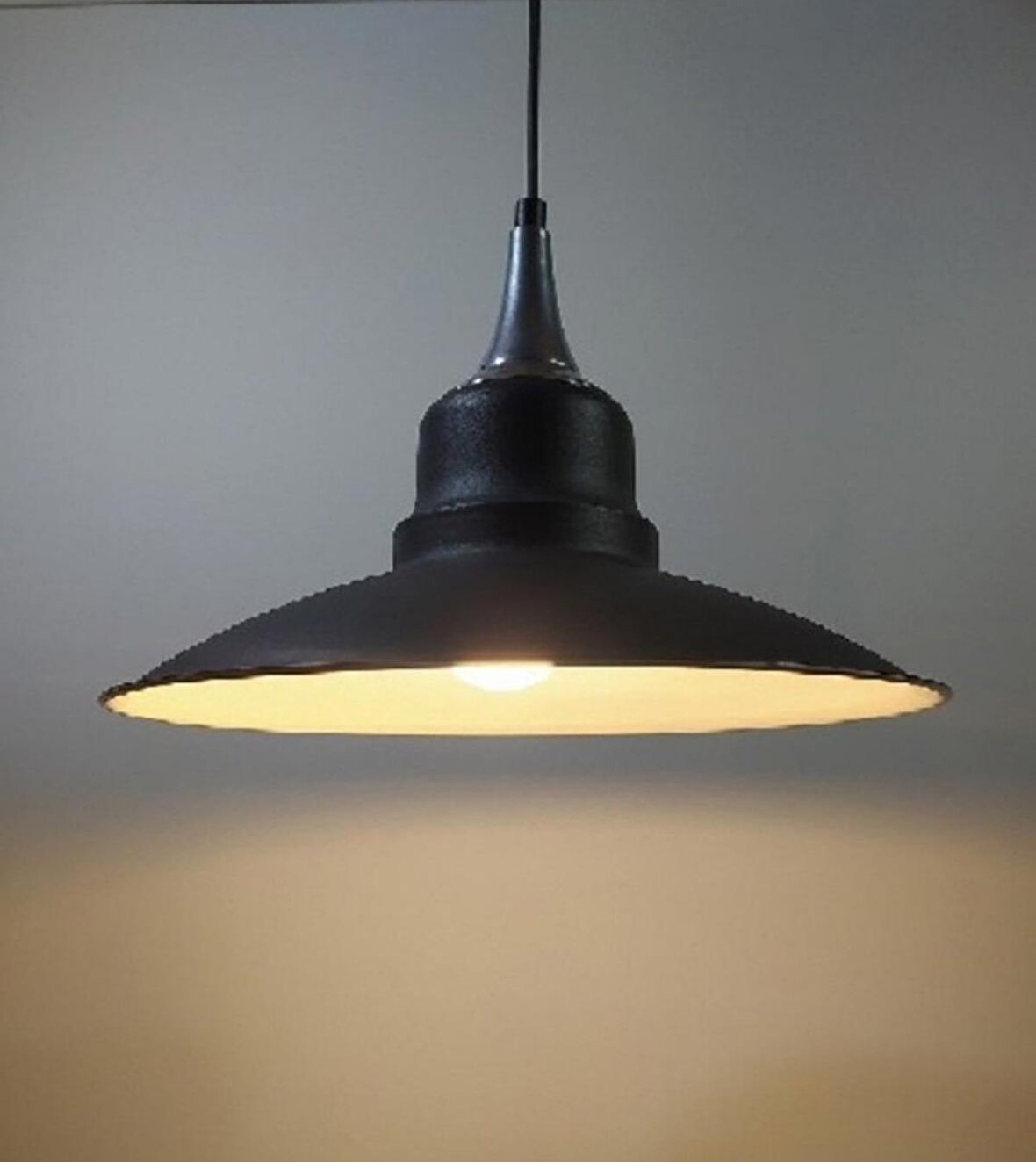 RİOLİGHT RETRO GÜMÜŞ ASKILI TEKLİ METAL SARKIT AVİZE ŞAPKA ÇAPI: 30CM