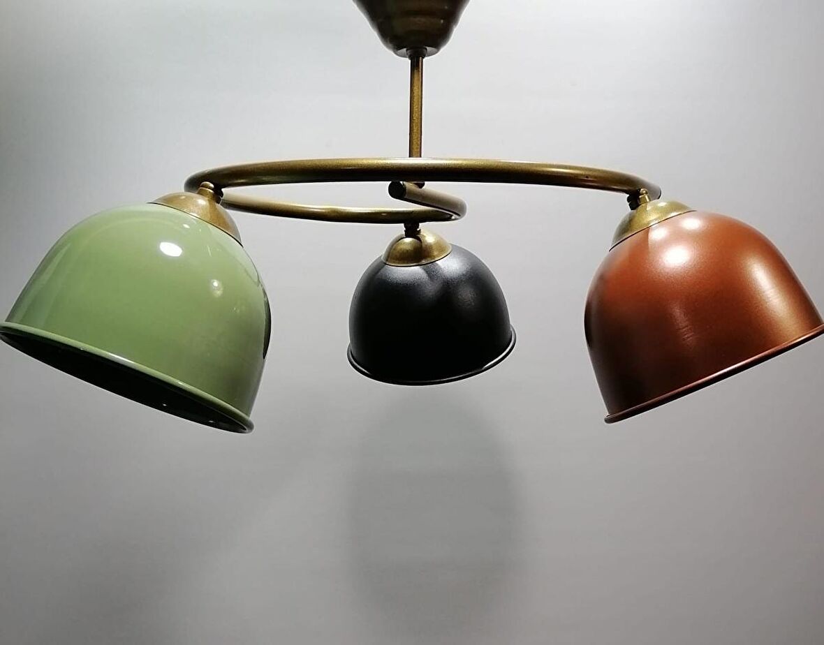 RİOLİGHT MODERN ÜÇLÜ RENKLİ BAŞLIK METAL SARKIT AVİZE