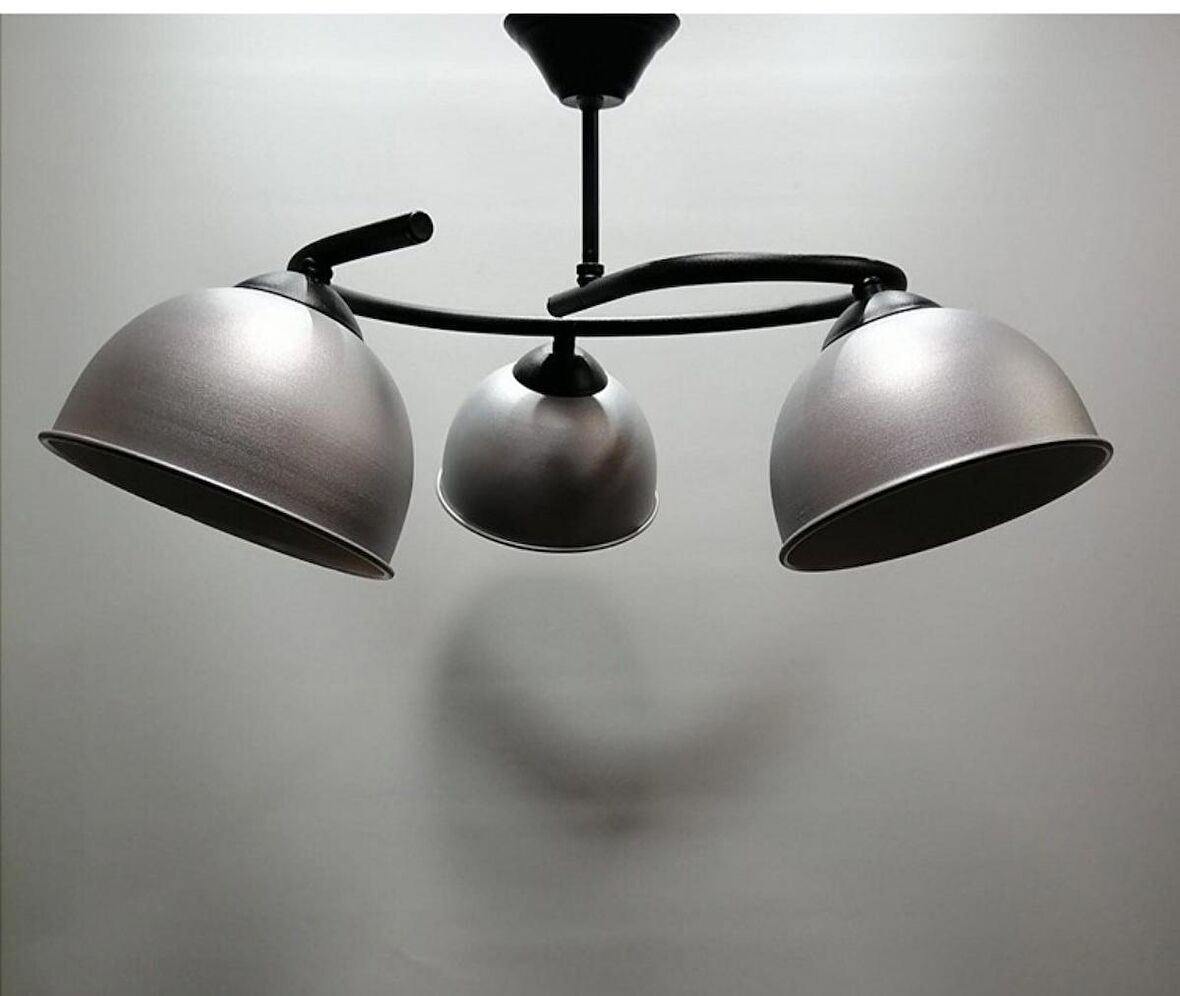 RİOLİGHT MODERN ÜÇLÜ GRİ BAŞLIK METAL SARKIT AVİZE