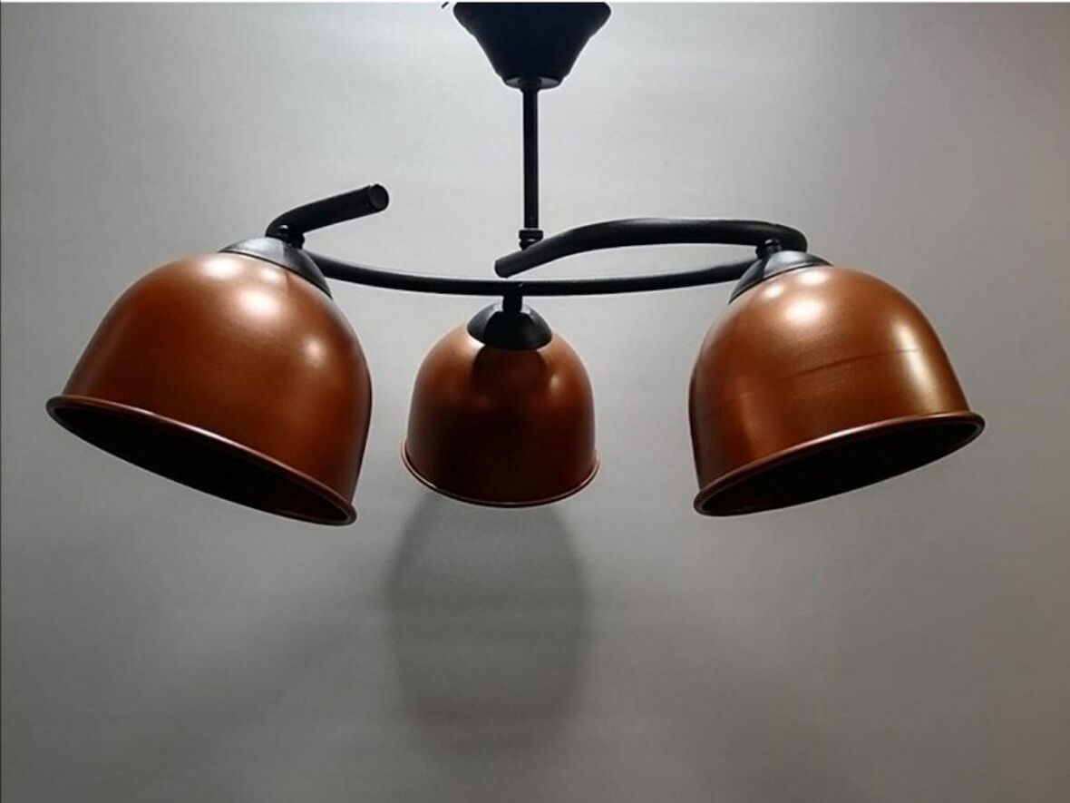 RİOLİGHT MODERN ÜÇLÜ BAKIR BAŞLIK METAL SARKIT AVİZE