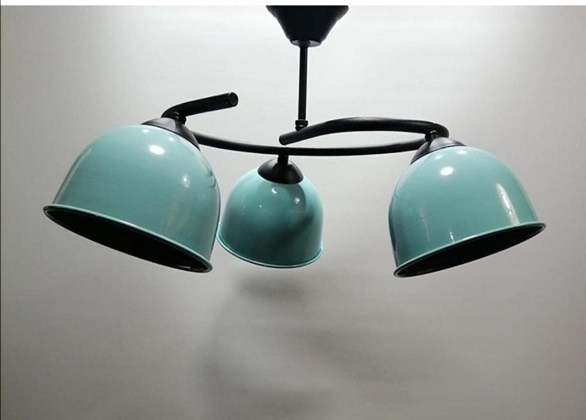 RİOLİGHT MODERN ÜÇLÜ TURKUAZ BAŞLIK METAL SARKIT AVİZE