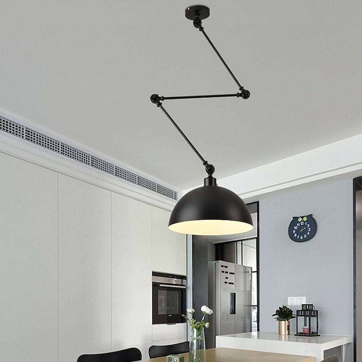 RİOLİGHT MODERN ÜÇ MAFSALLI AKROBAT METAL MASA ÜSTÜ SARKIT AVİZE ŞAPKA ÇAPI:30CM