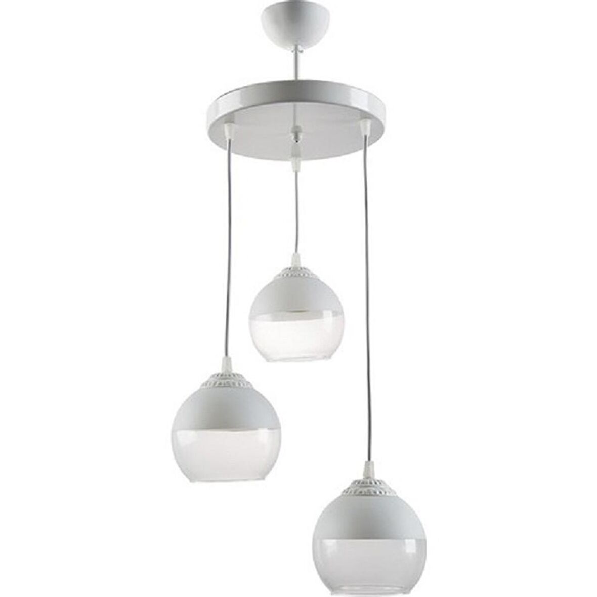 RİOLİGHT RETRO,RUSTİK BEYAZ METAL GÖVDE OPAL CAMLI BAŞLIK 3XE27 DUYLU SARKIT AVİZE