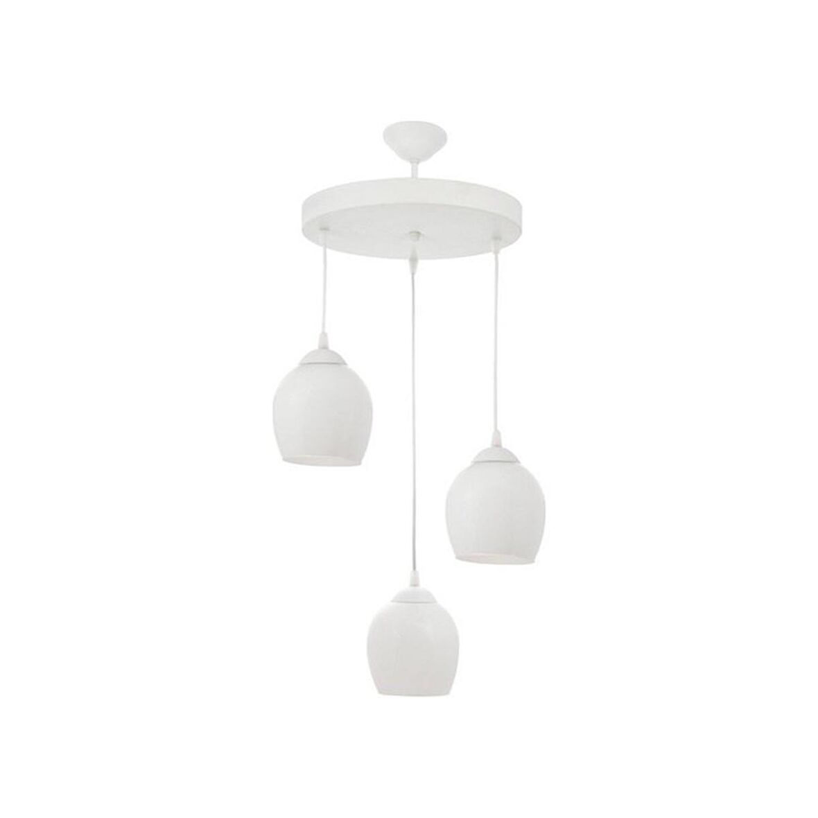 RİOLİGHT RETRO BEYAZ METAL GÖVDE  3LÜ OPAL CAMLI SARKIT AVİZE TABAN ÇAPI:30CM