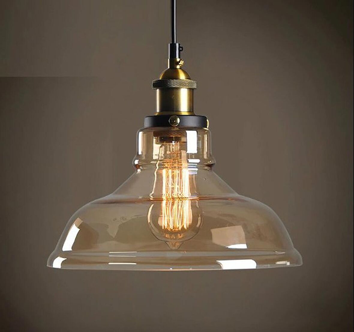 RİOLİGHT RETRO,RUSTİK,VİTAGE TEKLİ CAM SARKIT AVİZE ÇAP:28CM 18871402