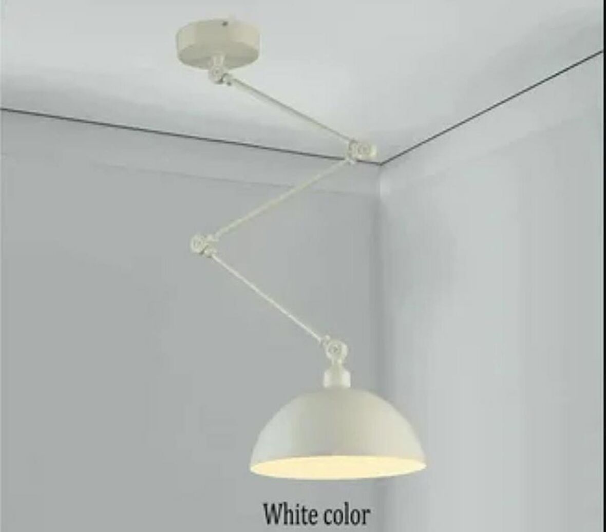 RİOLİGHT MODERN BEYAZ DÖRT MAFSALLI AKROBAT METAL MASA ÜSTÜ SARKIT AVİZE ŞAPKA ÇAPI:30CM