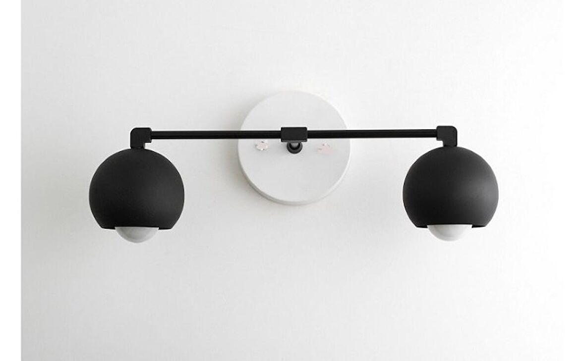 RİOLİGHT RETRO,RUSTİK,MODERN 2XE27 DUYLU GLOP METAL AYNA ÜSTÜ DUVAR APLİK