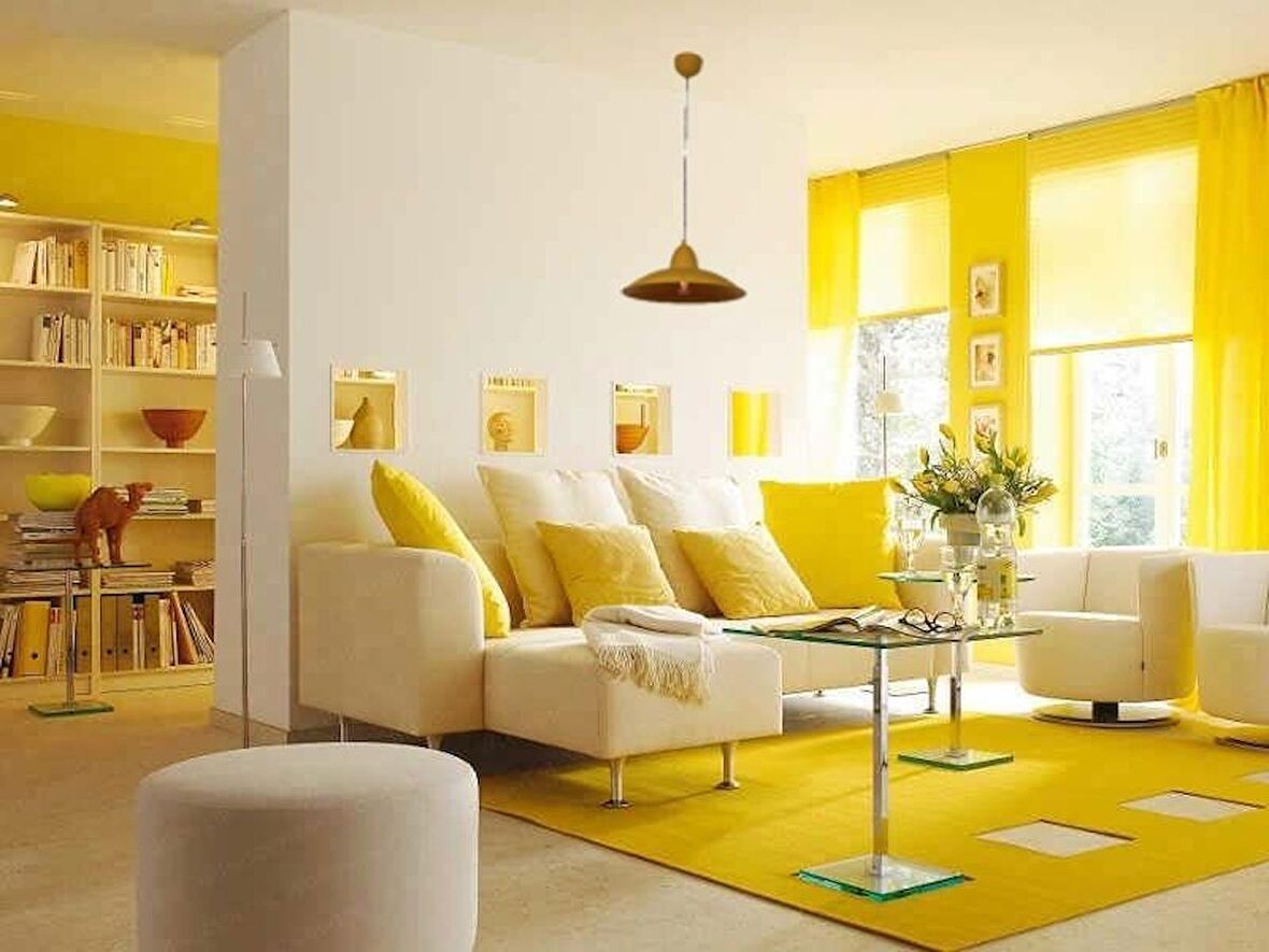 RİOLİGHT MODERN SARI İÇİ BEYAZ OTURMA ODASI İÇİN TEKLİ METAL SARKIT AVİZE