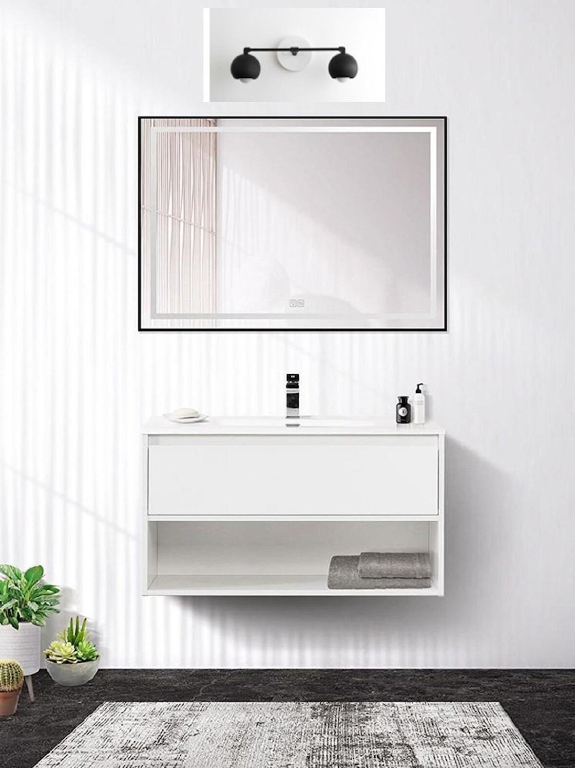  RİOLİGHT RETRO,RUSTİK, VİNTAGE,MODERN1 2XE27 DUYLU GLOP METAL AYNA ÜSTÜ DUVAR APLİK