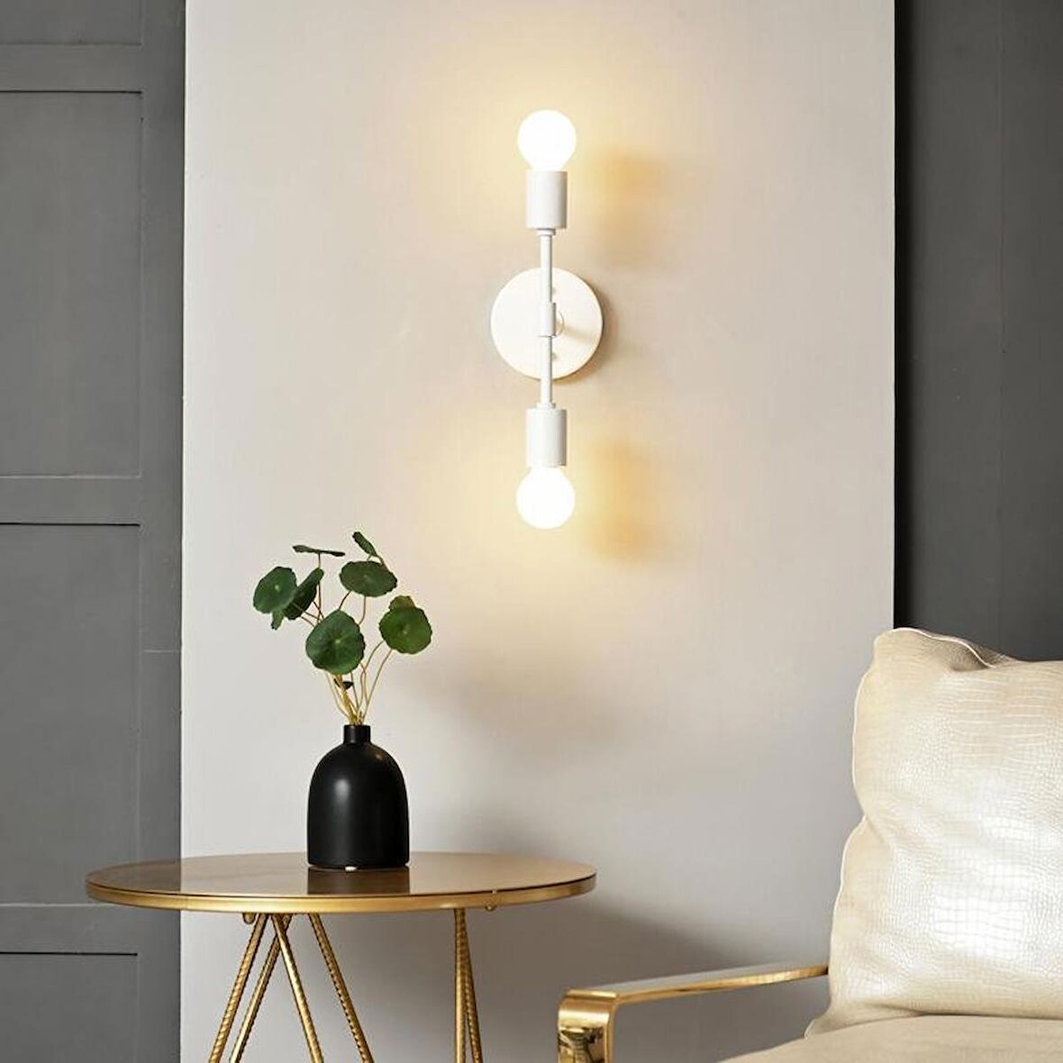 RİOLİGHT RETRO,MODERN,VİNTAGE BEYAZ 2XE27 DUYLU METAL DUVAR APLİK 