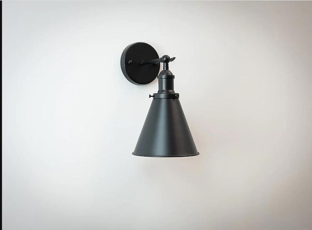 RİOLİGHT RETRO1,RUSTİK,VİNTAGE SİYAH MAFSALLI HAREKETLİ BAŞLIK 1XE27 DUYLU METAL DUVAR APLİK