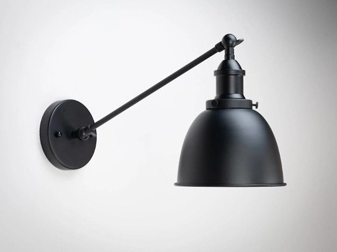 RİOLİGHT RETRO 2,RUSTİK,VİNTAGE SİYAH ÇİFT MAFSALLI HAREKETLİ BAŞLIK 1XE27 DUYLU METAL DUVAR APLİK
