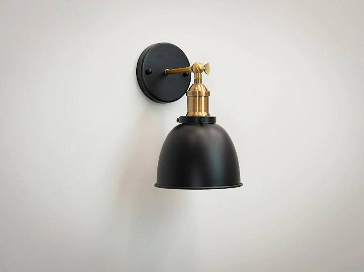 RİOLİGHT RETRO,VİNTAGE 1,RUSTİK ESKİTME MAFSAL,TİJ SİYAH BAŞLIK 1XE27 DUYLU TEKLİ METAL DUVAR APLİK