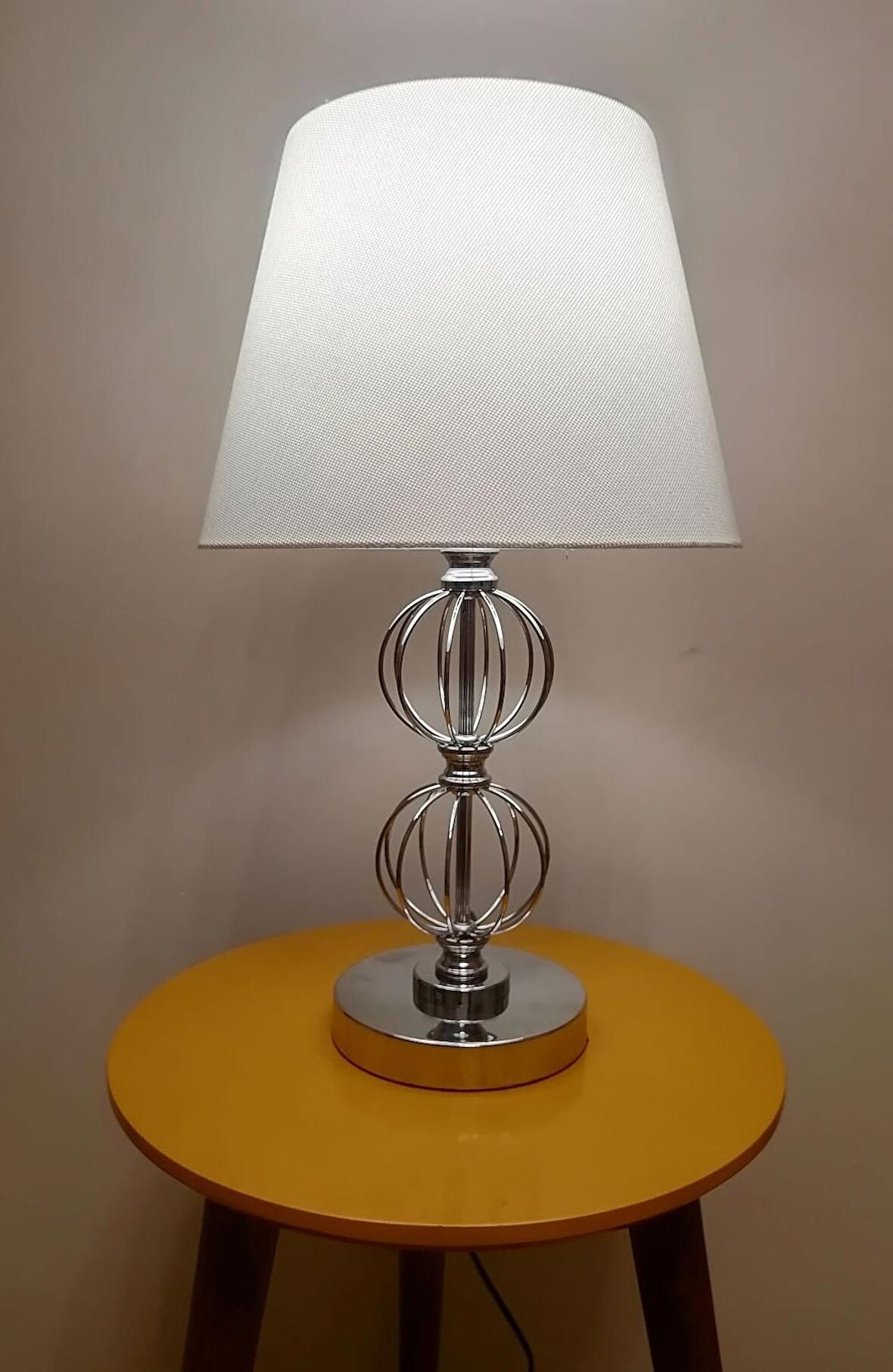 RİOLİGHT RETRO15,RUSTİK,VİNTAGE KROM GÖVDE KUMAŞ BAŞLIK 1XE27 DUYLU ABAJUR
