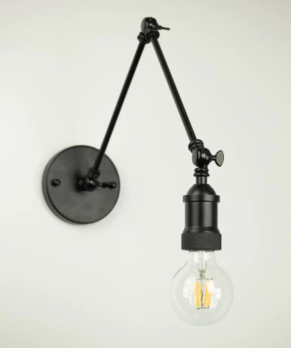 RİOLİGHT RETRO,MODERN SİYAH 1XE27 DUYLU ÜÇ MAFSALLI METAL AKROBAT DUVAR APLİK
