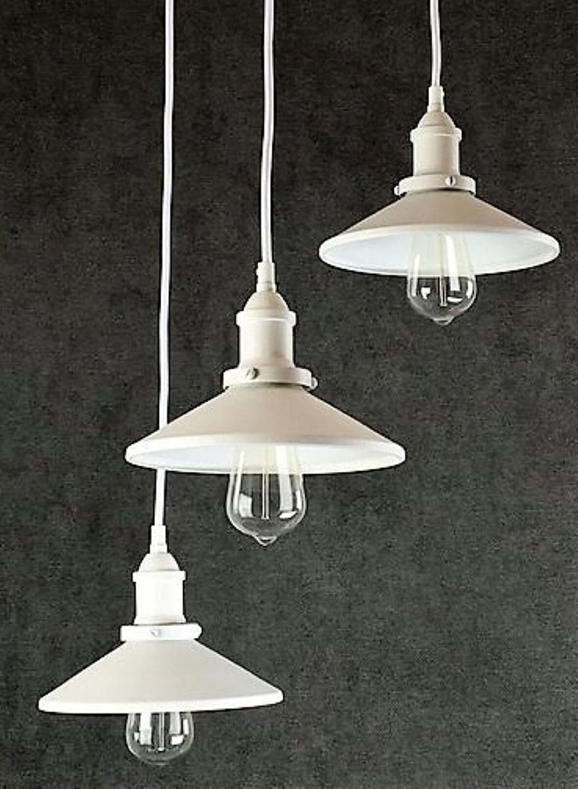 RİOLİGHT VİNTAGE1,RETRO,RUSTİK BEYAZ 3XE27 DUYLU METAL SARKIT AVİZE TABAN ÇAPI:30CM