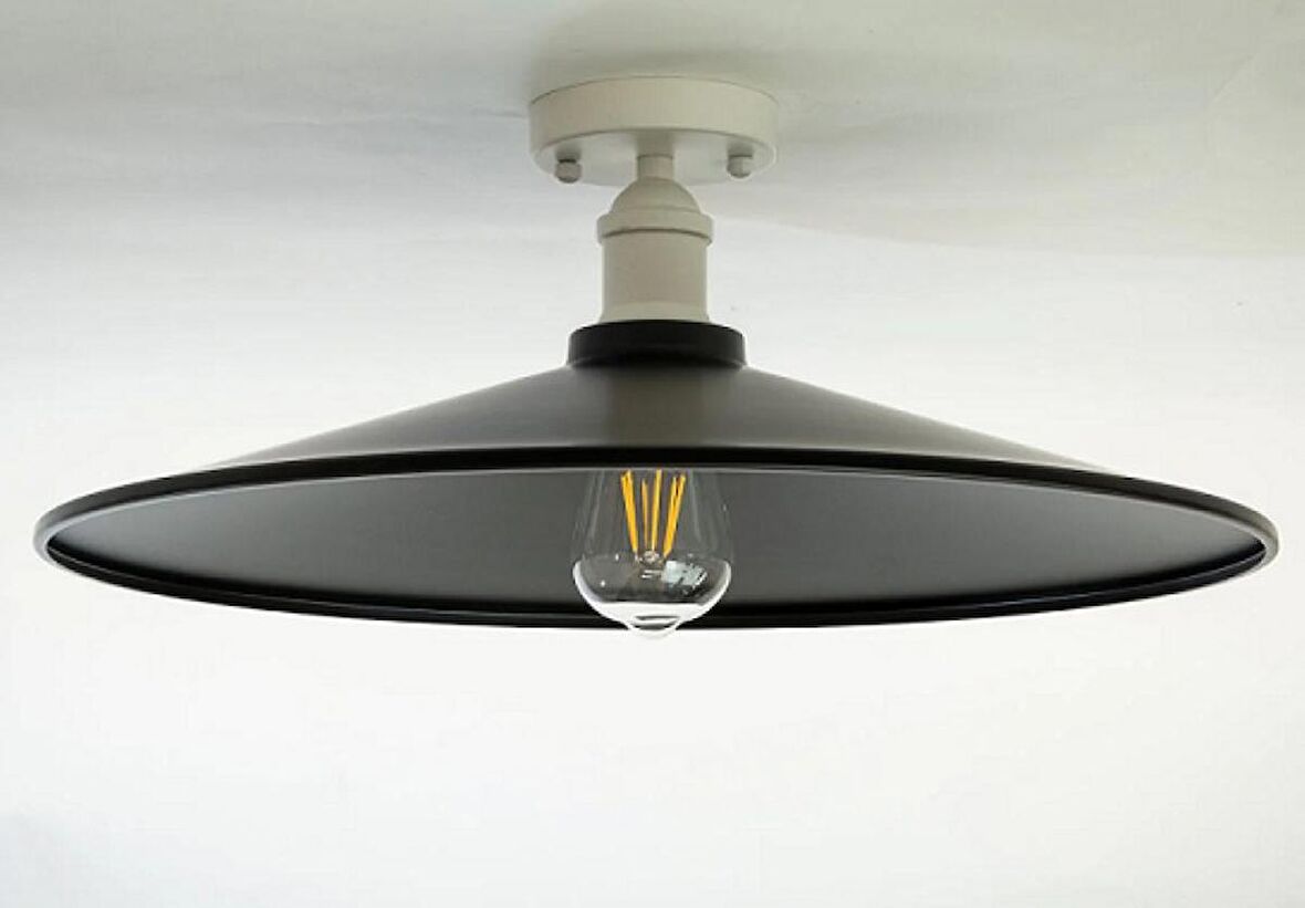 RİOLİGHT RETRO,RUSTİK,VİNTAGE SİYAH BAŞLIK 1XE27 DUYLU METAL PLOFONYER AVİZE ŞAPKA ÇAPI:38CM