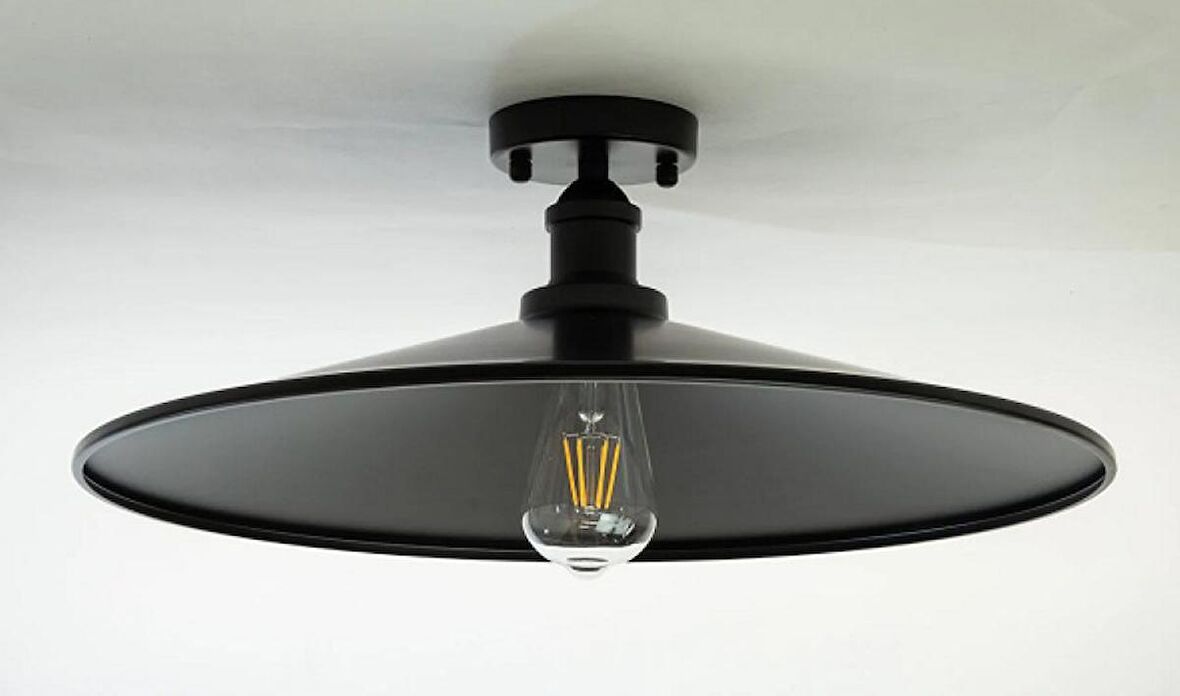 RİOLİGHT RETRO,RUSTİK11,VİNTAGE SİYAH BAŞLIK 1XE27 DUYLU METAL PLOFONYER AVİZE ŞAPKA ÇAPI:38CM