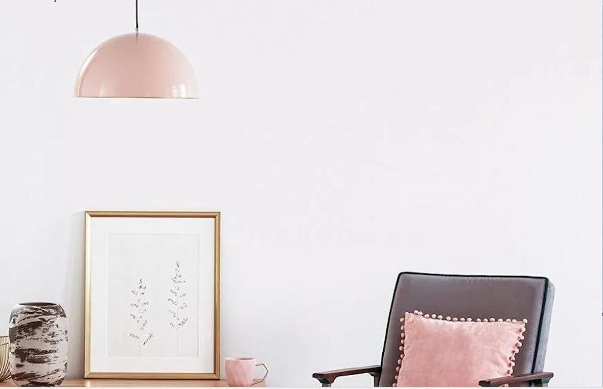 RİOLİGHT MODERN5 PEMBE ODA,MUTFAK,GENÇ ODASI İÇİN 1XE27 DUYLU TEKLİ METAL SARKIT AVİZE ÇAP:40CM
