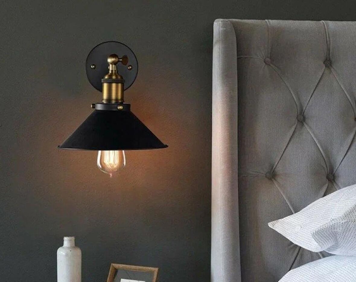 RİOLİGHT VİNTAGE,RETRO,RUSTİK HAREKETLİ BAŞLIK 1XE27 DUYLU HAREKETLİ BAŞLIK METAL YATAK BAŞI APLİK