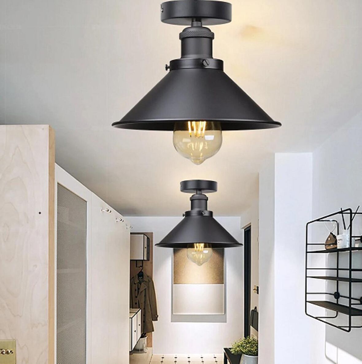 RİOLİGHT RETRO,RUSTİK,VİNTAGE 1XE27 DUYLU METAL TEKLİ PLOFONYER AVİZE ÇAP:28CM 1ADET FİYATIDIR