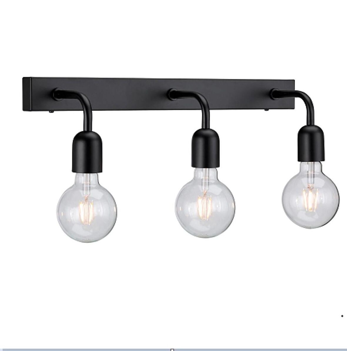 RİOLİGHT RETRO,RUSTİK,VİNTAGE 3XE27 DUYLU SİYAH METAL GÖVDE DUVAR APLİK TABAN UZUNLUĞU:60CM