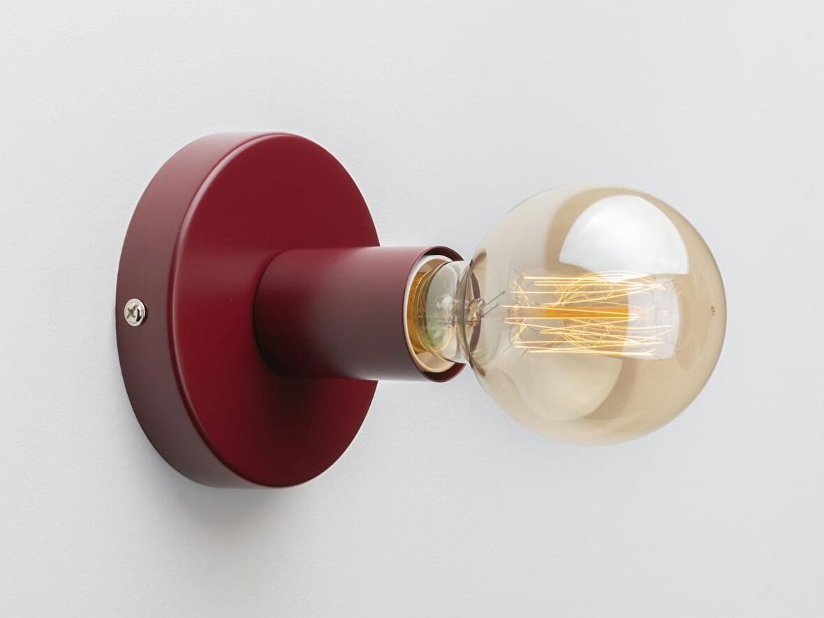 RİOLİGHT RETRO,VİNTAGE,MODERN,RUSTİK BORDO 1XE27 DUYLU METAL DUVAR APLİK