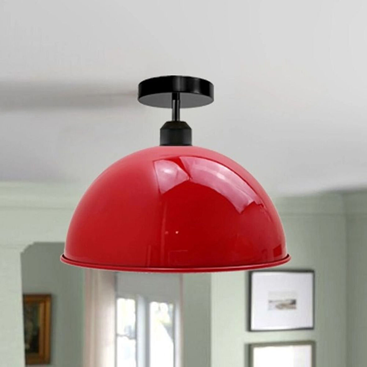 RİOLİGHT VİNTAGE1,MODERN1,RUSTİK1 KIRMIZI 1XE27 TEKLİ METAL PLOFONYER AVİZE ÇAP:30CM 